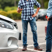 two-people-stand-near-damaged-cars-in-a-parking-lot two-people-stand-near-damaged-cars-in-a-parking-lot