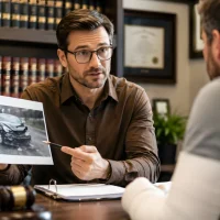 man-victim-of-accident-signing-a-document-and-a-male-adult-lawyer-assist-a-injured-man-with-legal-problem